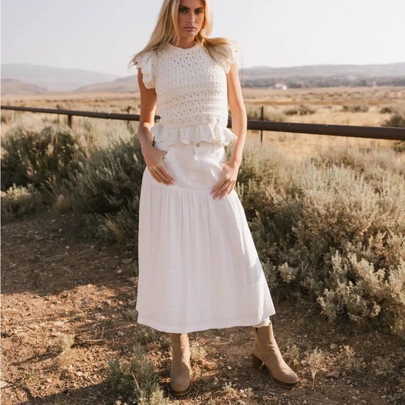 Bohme Luella Denim Contrast Midi Skirt NWT - Picture 5 of 7